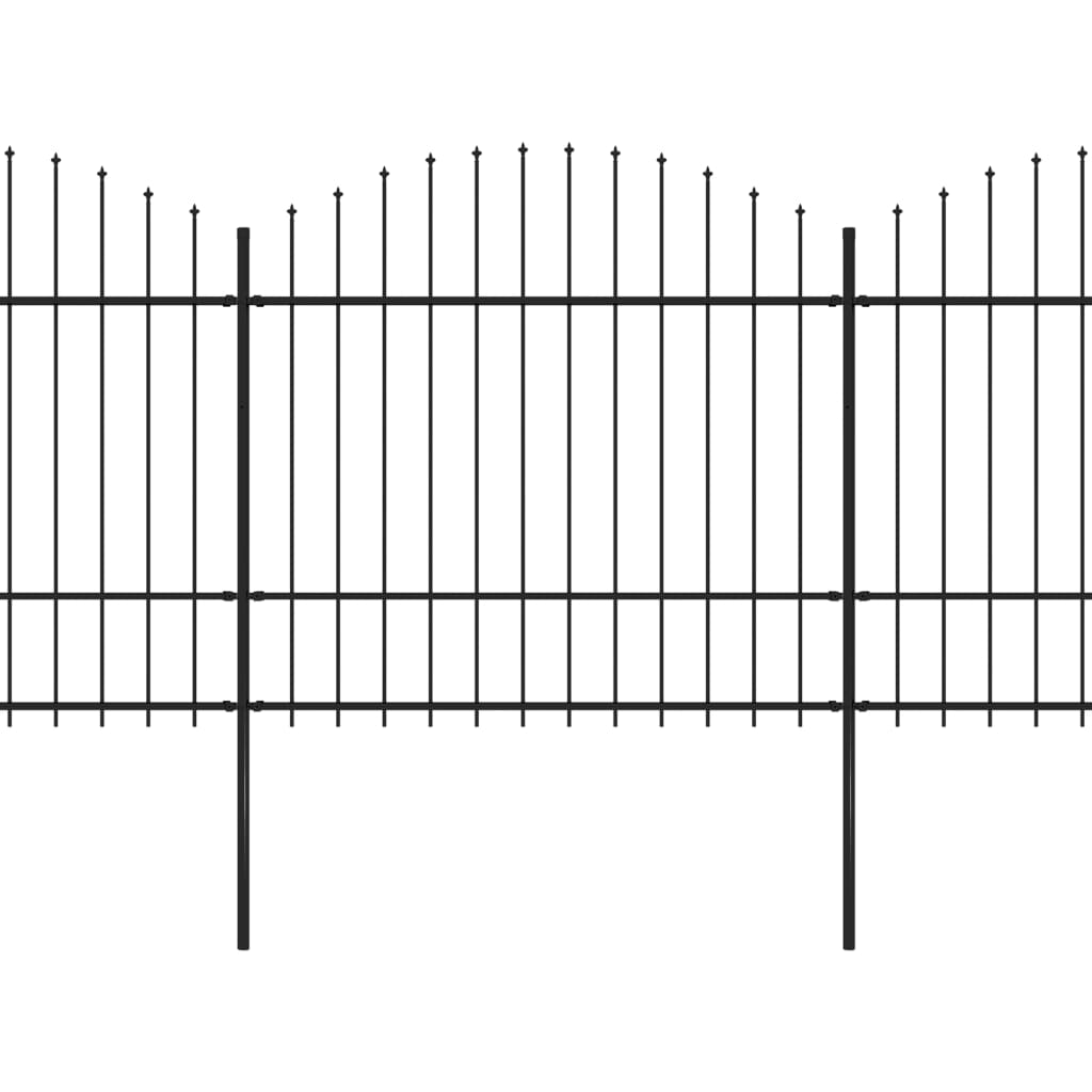 vidaXL Valla de jardín con punta de lanza acero negro (1,5-1,75)x10,2m