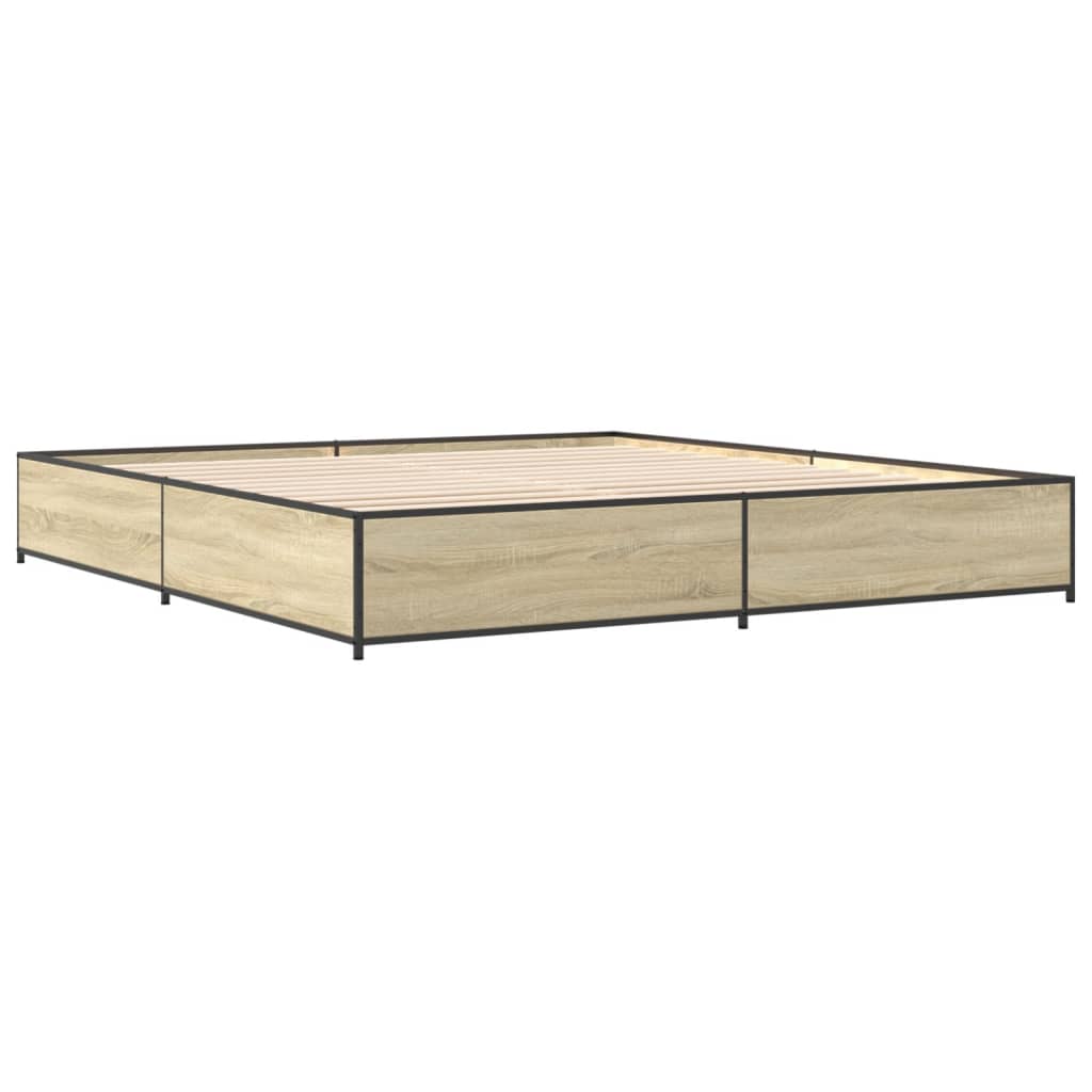 vidaXL Estructura cama madera ingeniería metal roble Sonoma 180x200 cm