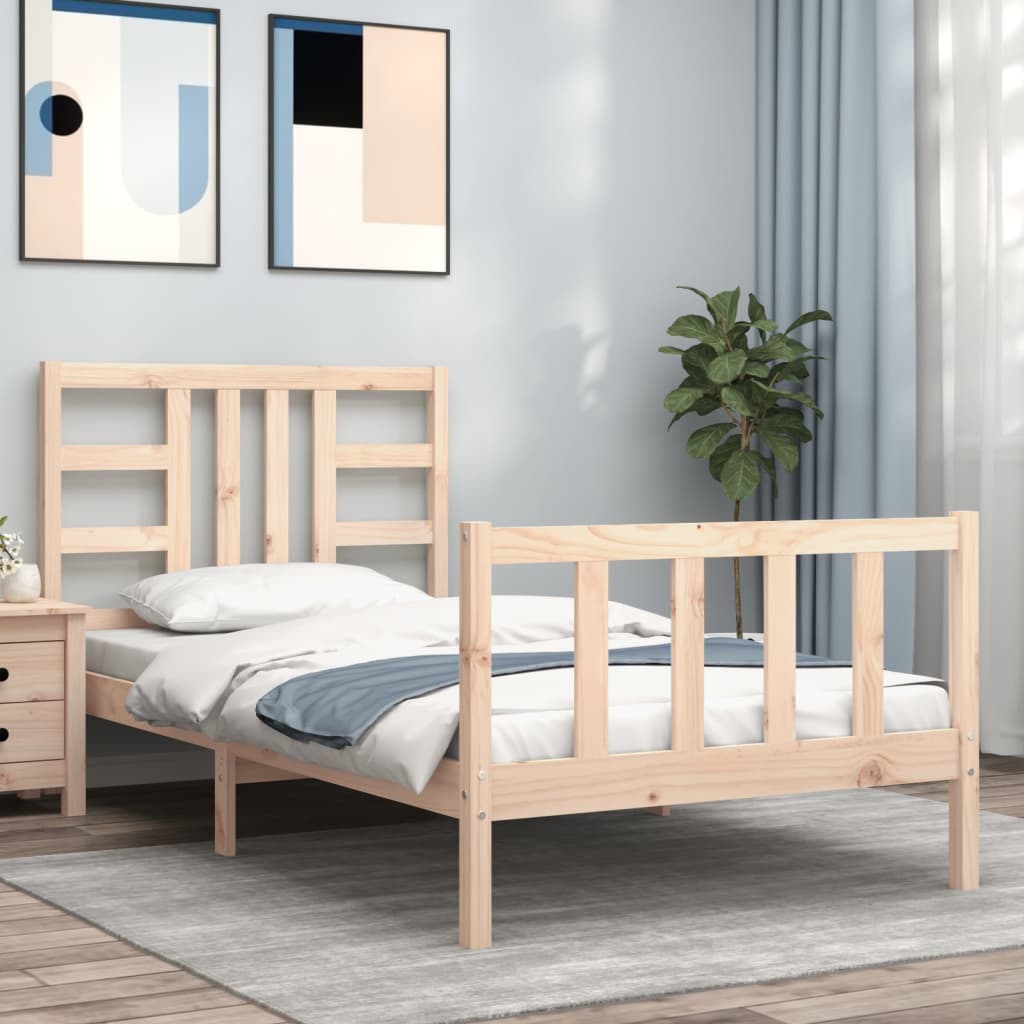 vidaXL Estructura de cama con cabecero madera maciza 90x190 cm