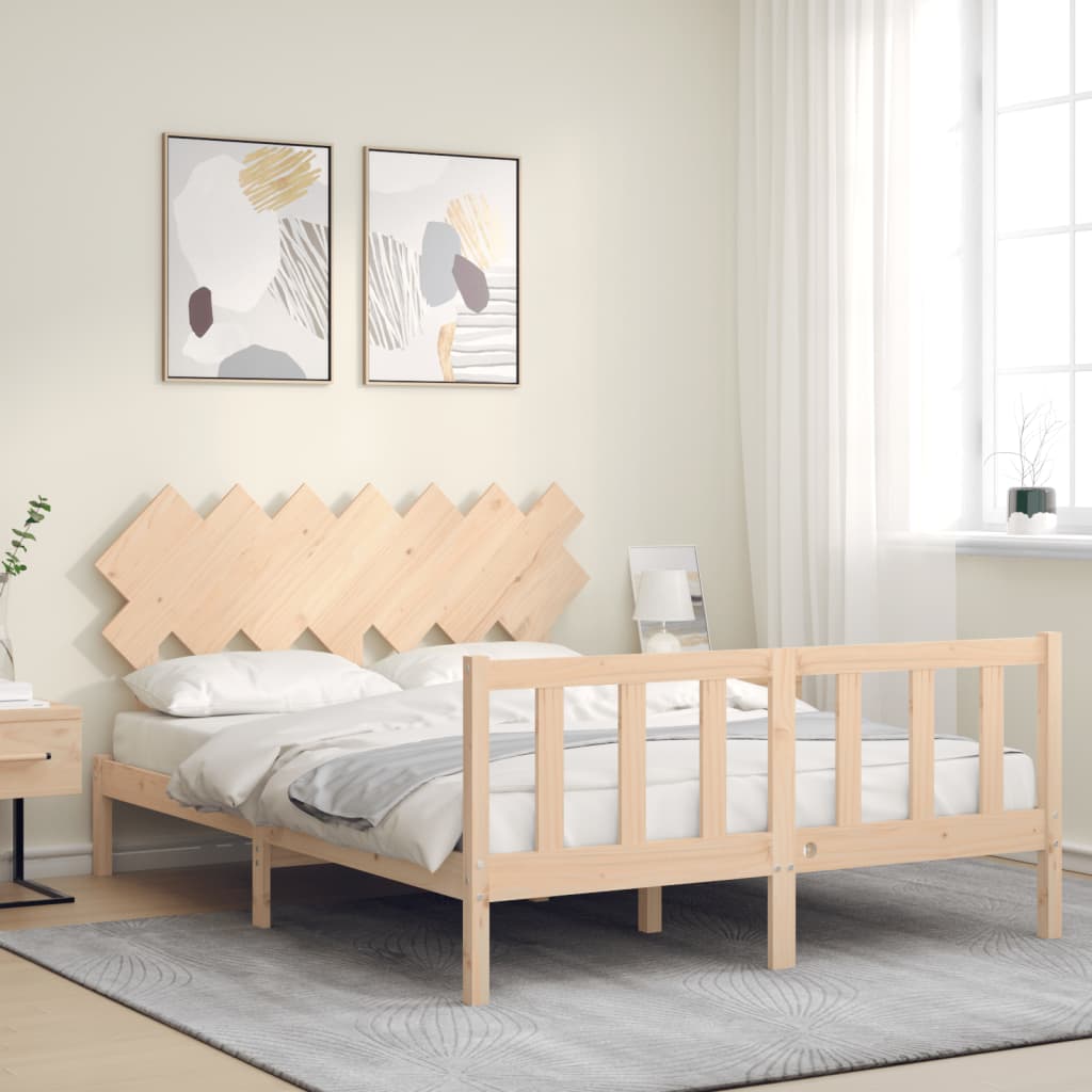 vidaXL Estructura de cama con cabecero madera maciza 140x200 cm