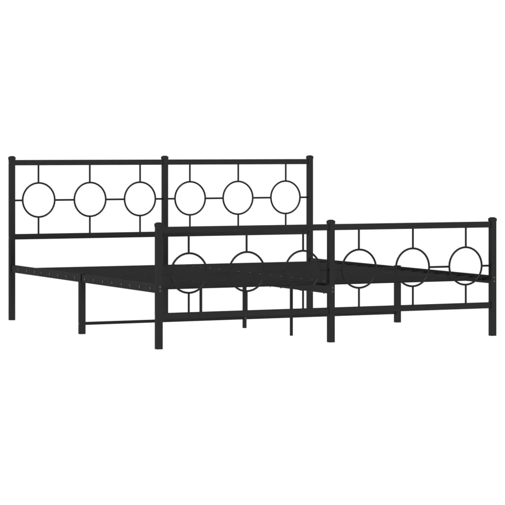 vidaXL Estructura cama sin colchón con estribo metal negro 180x200 cm