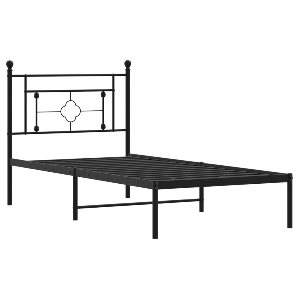 vidaXL Estructura cama sin colchón con cabecero metal negro 100x200 cm