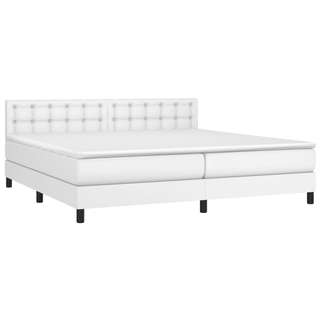 vidaXL Cama box spring con colchón cuero sintético blanco 200x200 cm