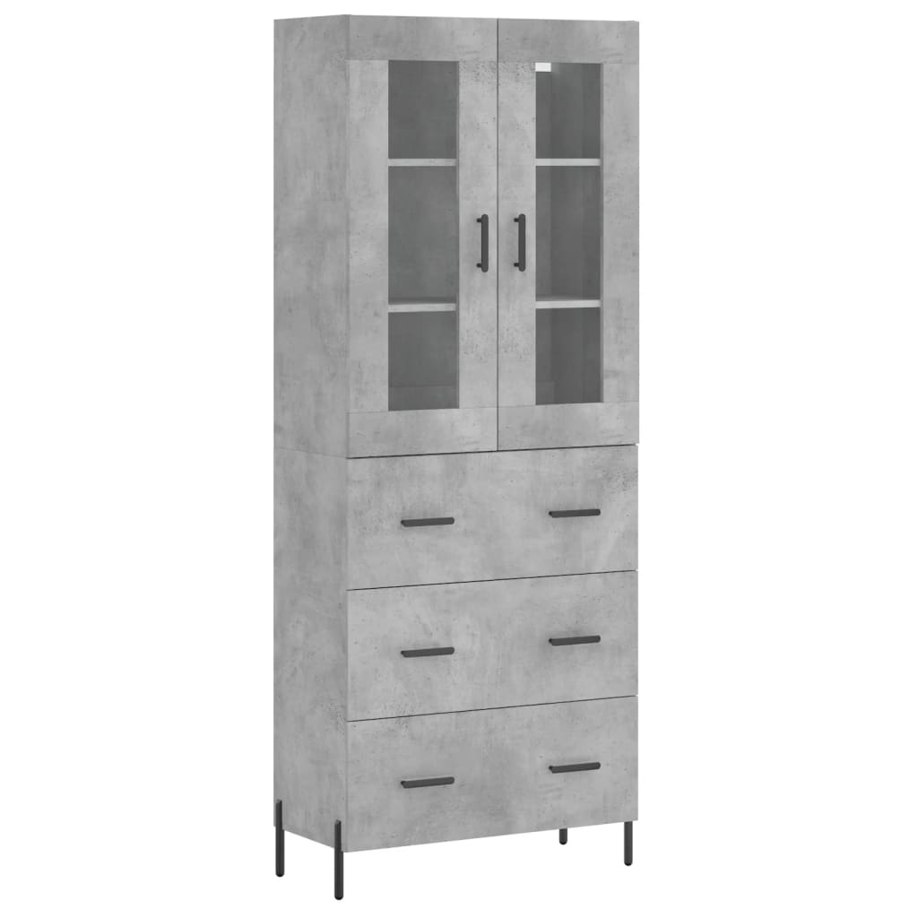 vidaXL Aparador alto madera contrachapada gris hormigón 69,5x34x180 cm