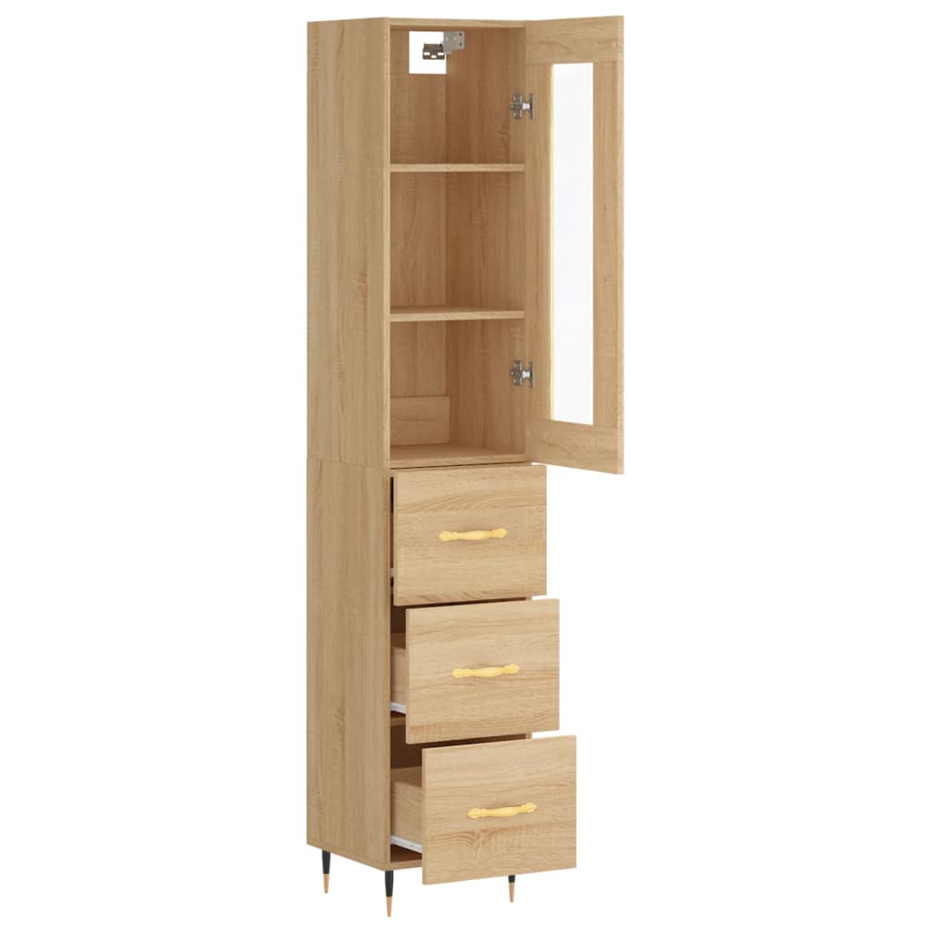 vidaXL Aparador de madera contrachapada roble Sonoma 34,5x34x180 cm