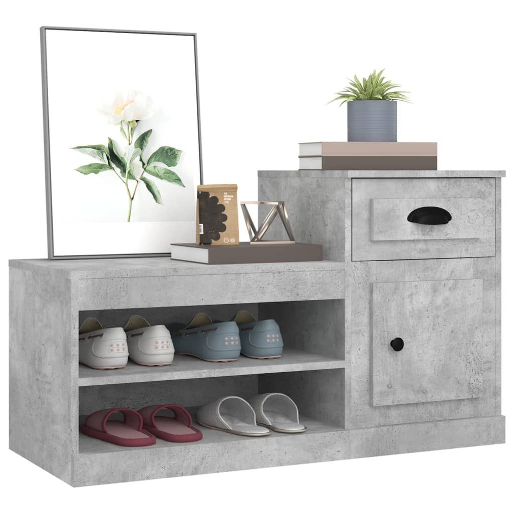 vidaXL Mueble zapatero madera contrachapada gris hormigón 100x42x60 cm