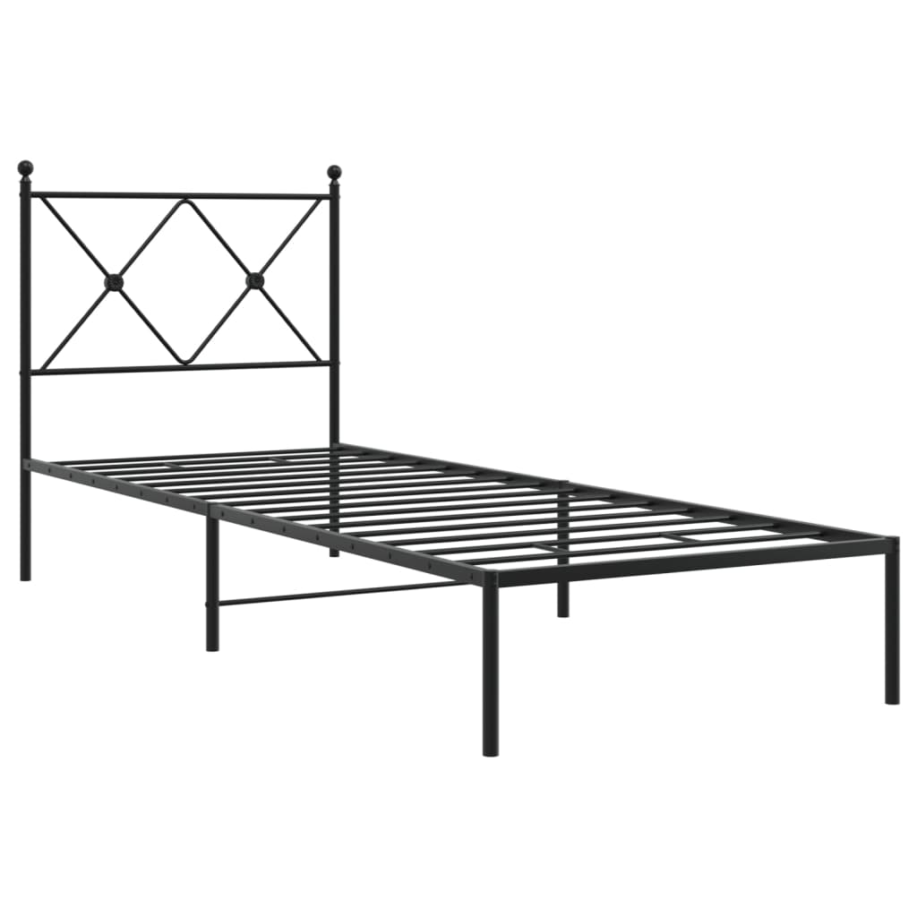 vidaXL Estructura cama sin colchón con cabecero metal negro 75x190 cm