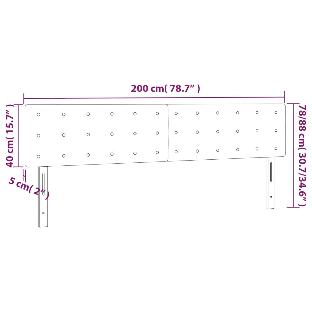 vidaXL Cabecero con LED de terciopelo negro 200x5x78/88 cm