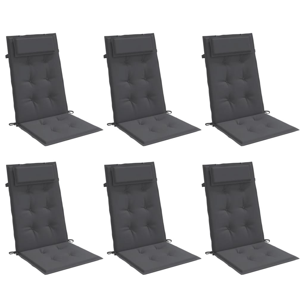 vidaXL Cojines de silla respaldo alto 6 uds tela Oxford gris antracita