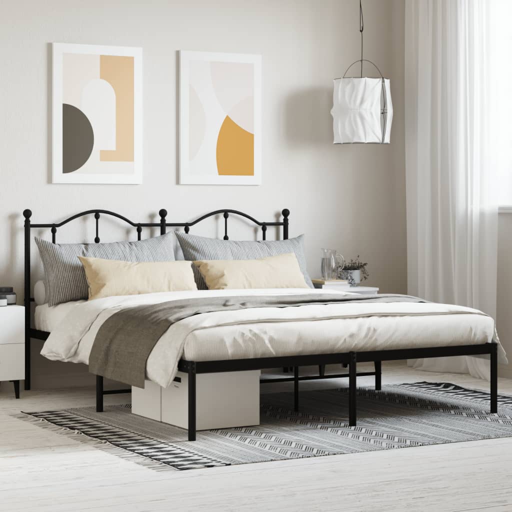 vidaXL Estructura cama sin colchón con cabecero metal negro 183x213 cm