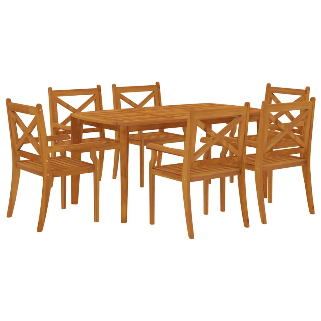 vidaXL Juego de comedor de jardín 7 piezas madera maciza de acacia