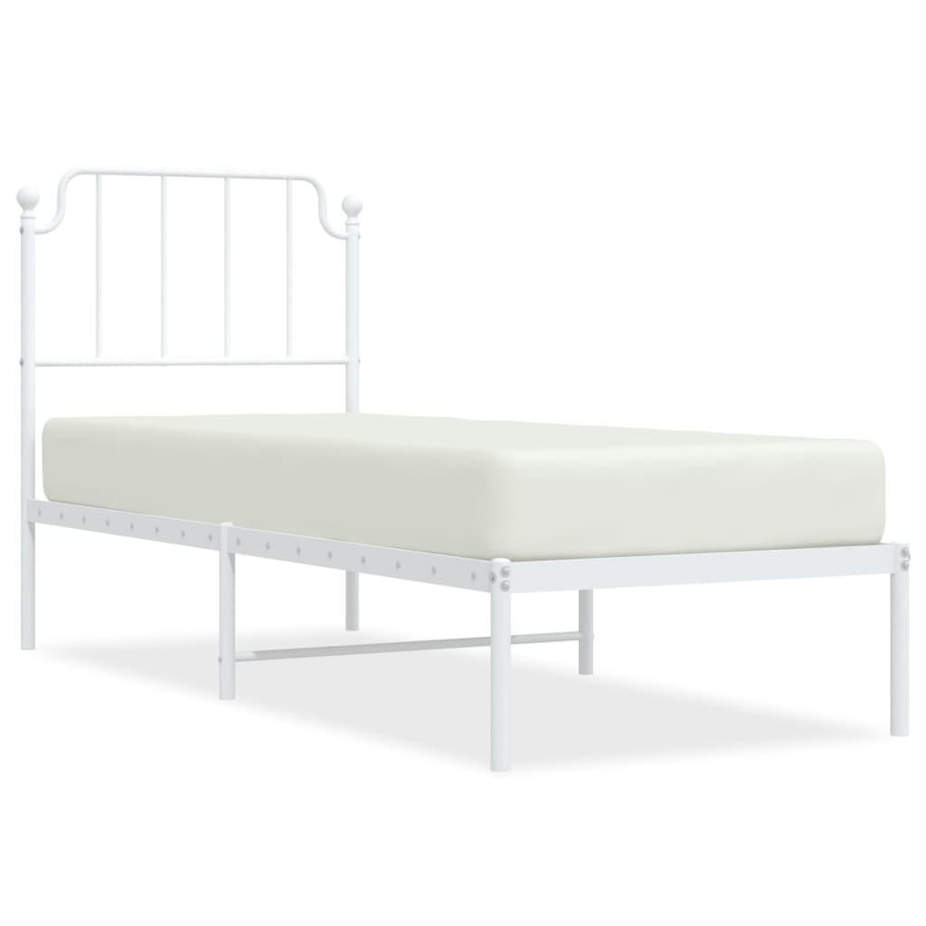 vidaXL Estructura cama sin colchón con cabecero metal blanco 75x190 cm