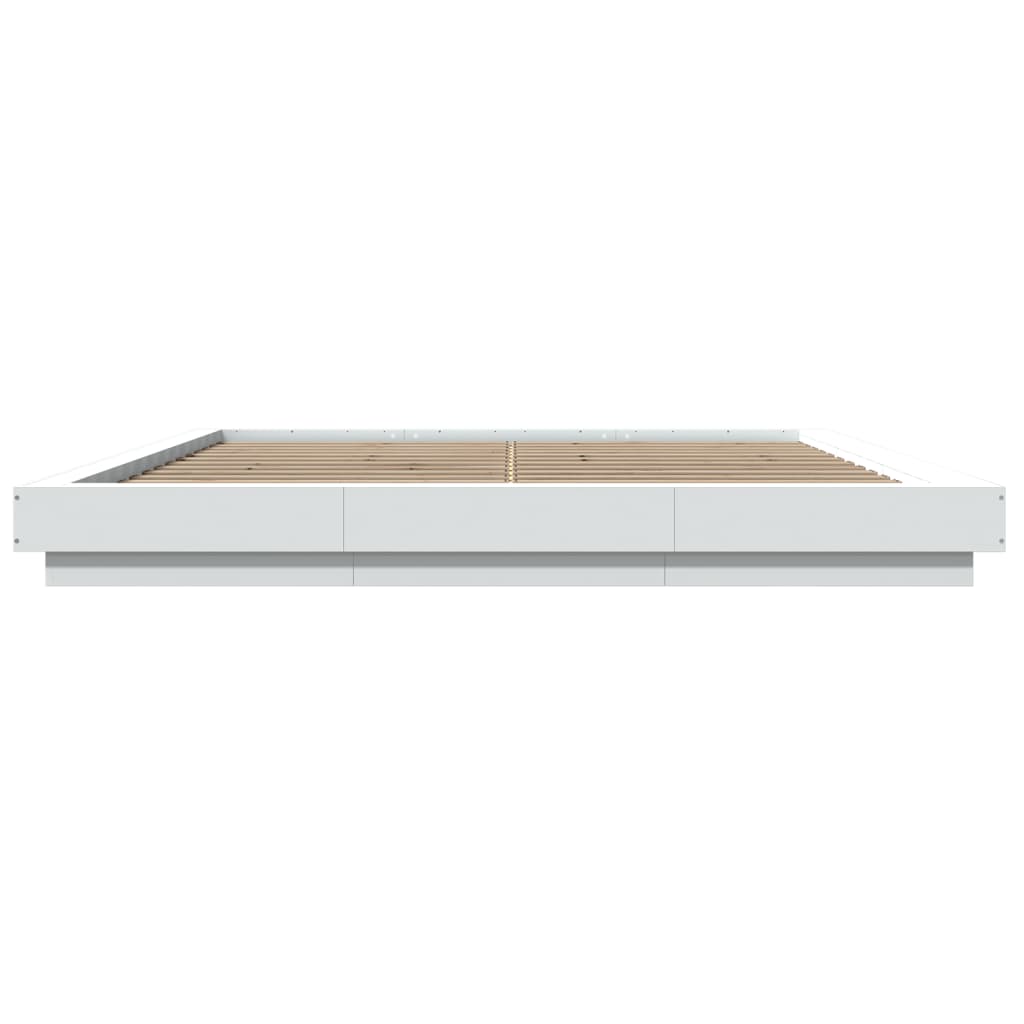 vidaXL Estructura cama y luces LED madera ingeniería blanca 200x200 cm