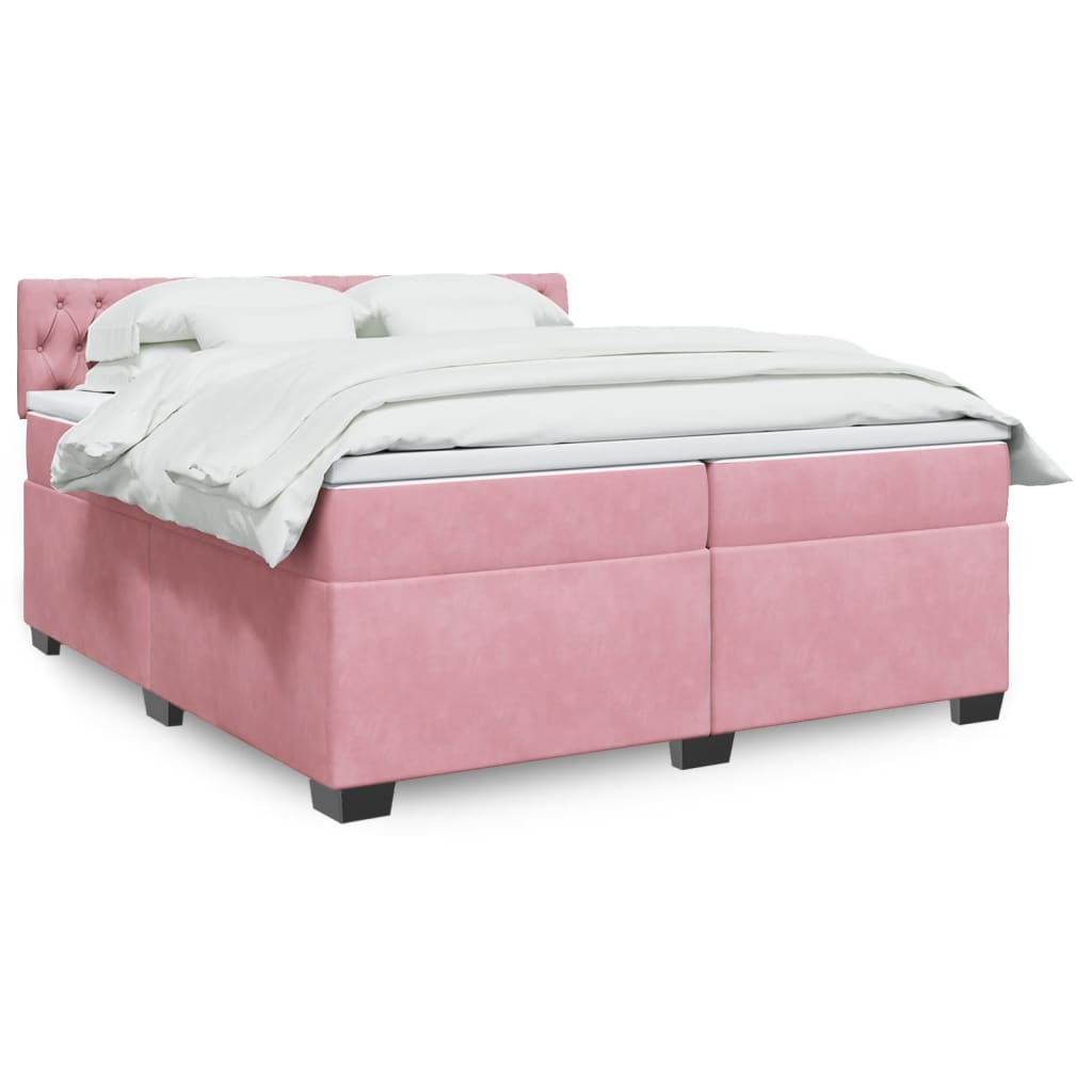 vidaXL Cama box spring con colchón terciopelo rosa 200x200 cm