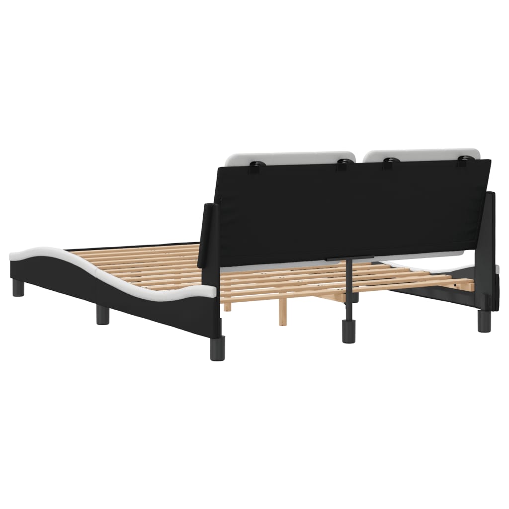 vidaXL Estructura cama cabecero cuero sintético negro blanco 120x200cm