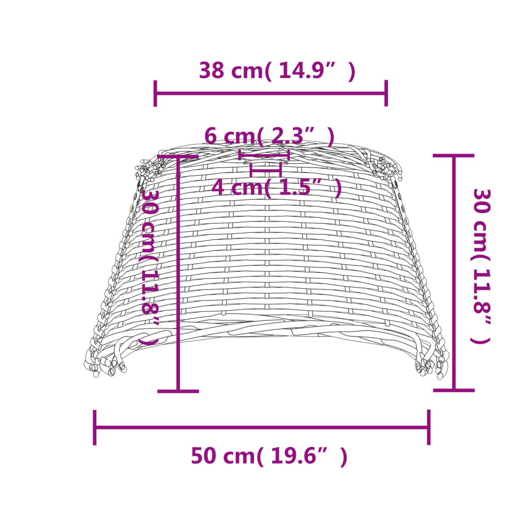 vidaXL Pantalla para lámpara de techo mimbre blanco Ø50x30 cm