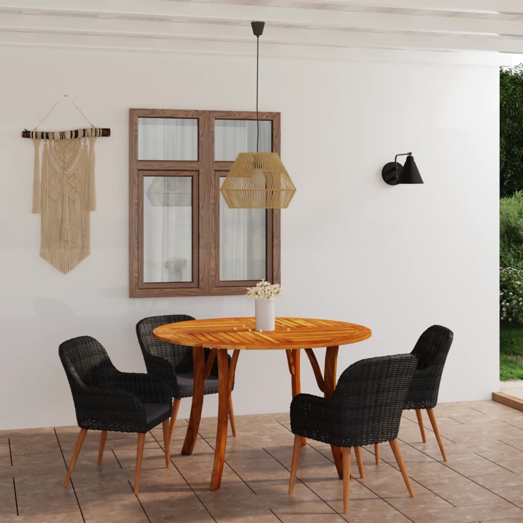 vidaXL Juego de comedor para jardín 5 piezas negro