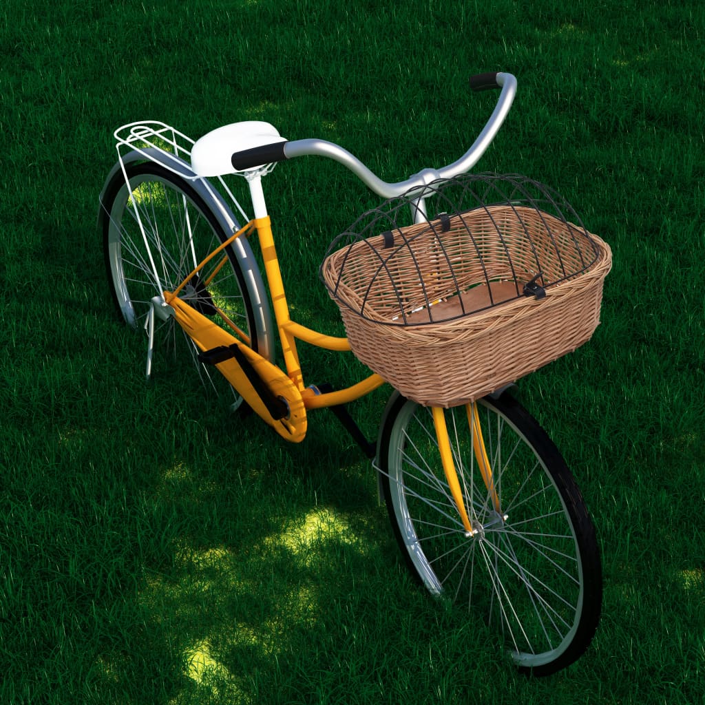 vidaXL Cesta delantera de bicicleta con tapa sauce natural 50x45x35 cm