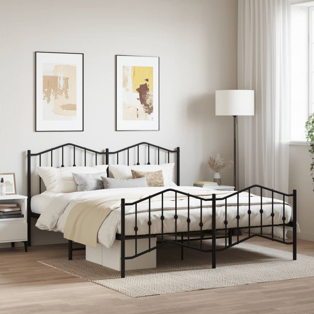 vidaXL Estructura cama sin colchón con estribo metal negro 183x213 cm