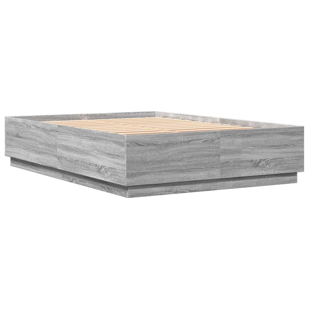 vidaXL Estructura cama con luces LED madera gris Sonoma 140x200 cm