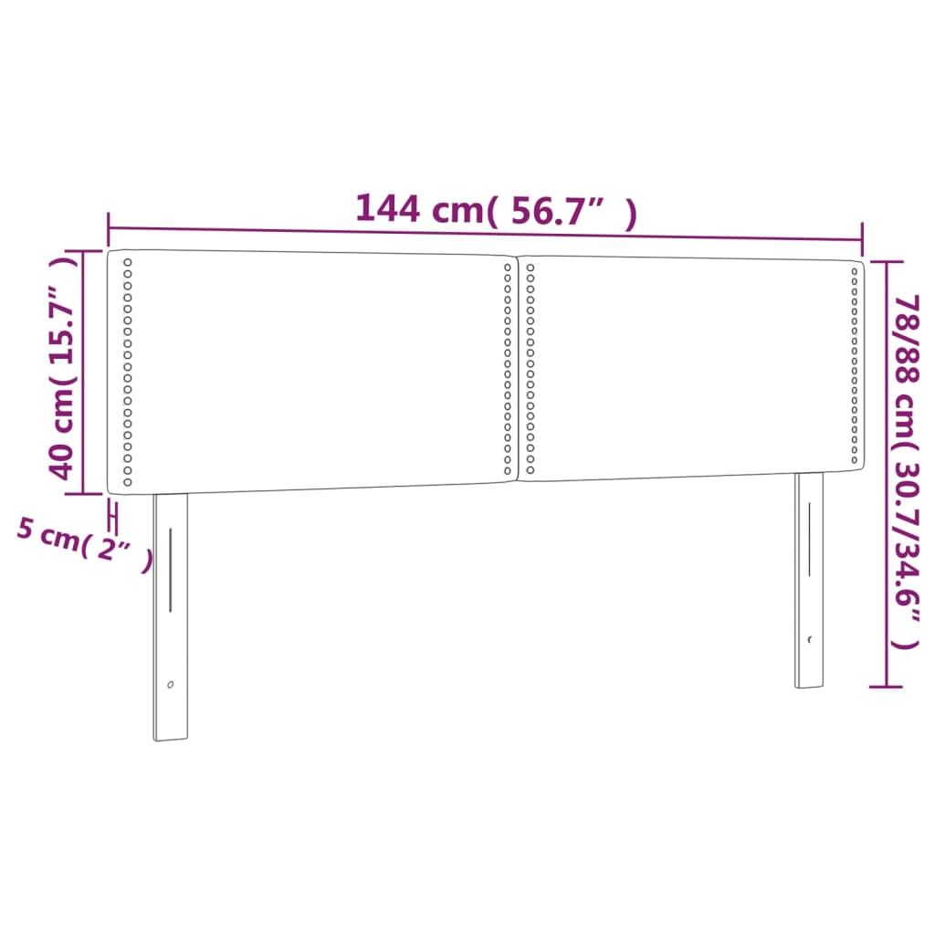 vidaXL Cabeceros 2 unidades cuero sintético gris 72x5x78/88 cm