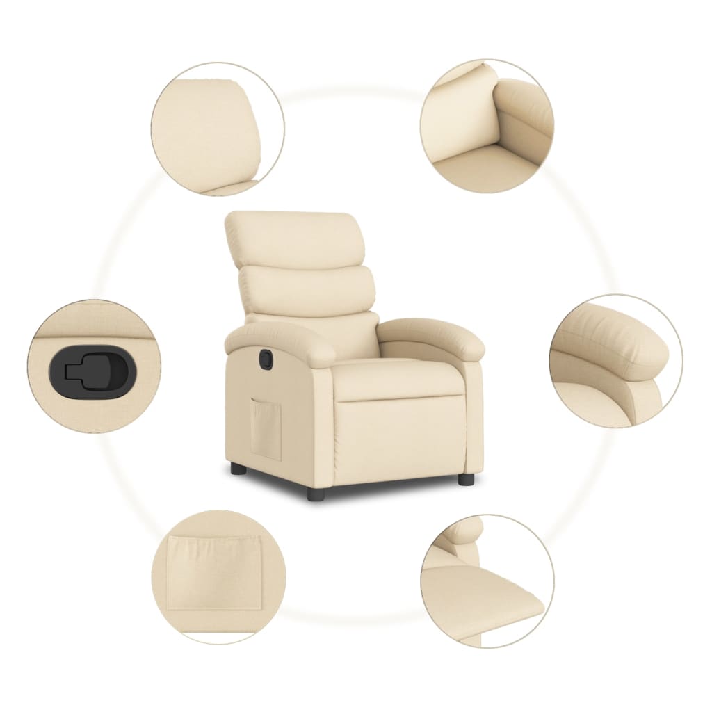 vidaXL Sillón reclinable de tela crema