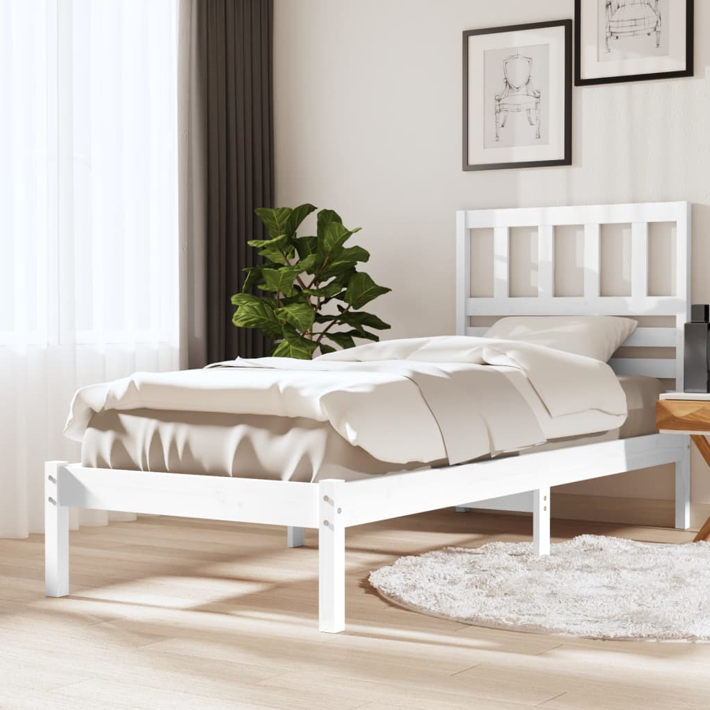 vidaXL Estructura de cama sin colchón madera maciza blanca 75x190 cm