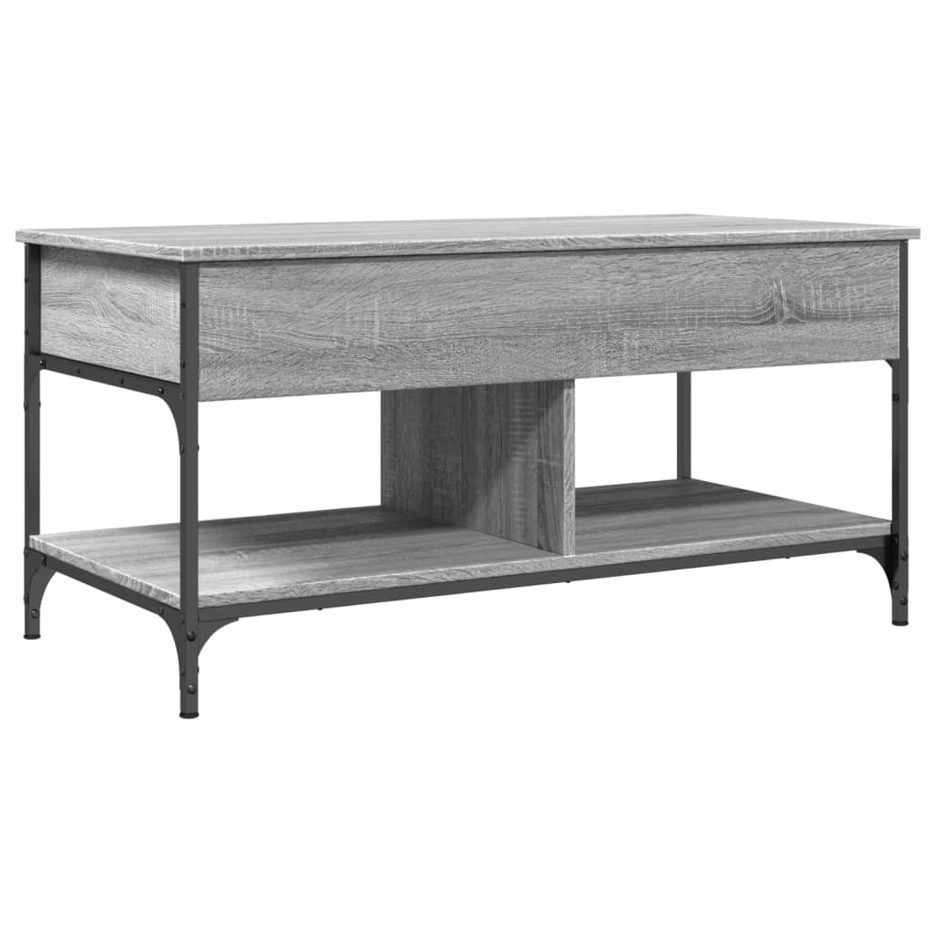 vidaXL Mesa de centro madera ingeniería metal gris Sonoma 100x50x50 cm