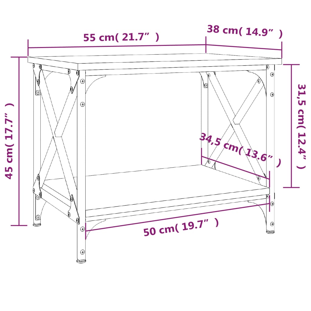 vidaXL Mesa auxiliar de madera contrachapada negro 55x38x45 cm