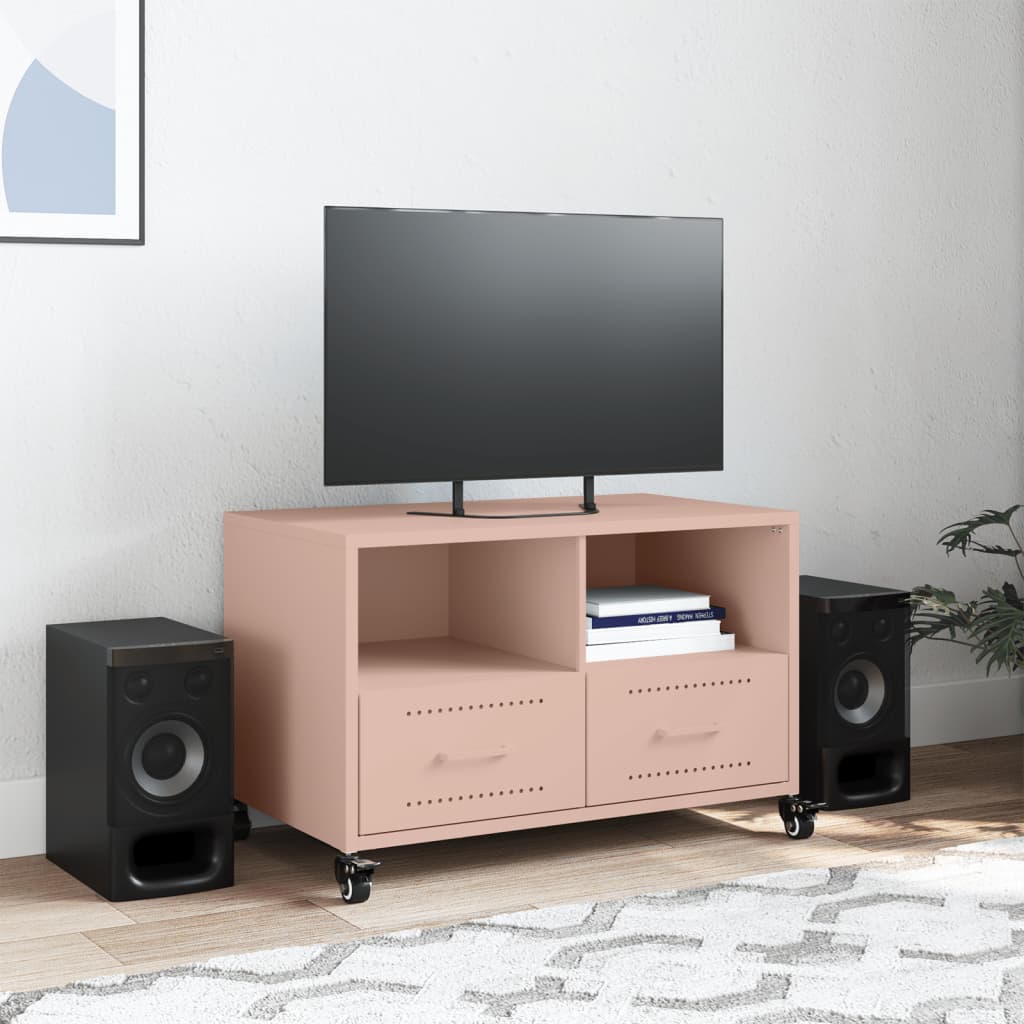 vidaXL Mueble de TV acero rosa 68x39x43,5 cm