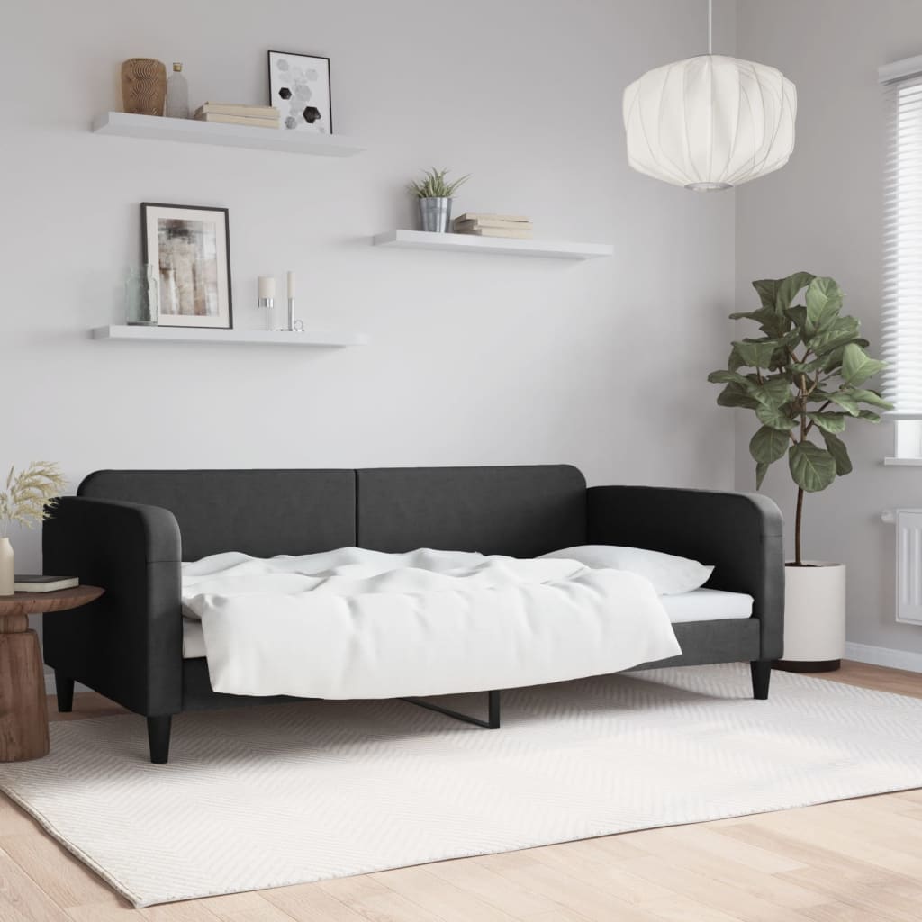 vidaXL Sofá cama sin colchón tela negro 100x200 cm