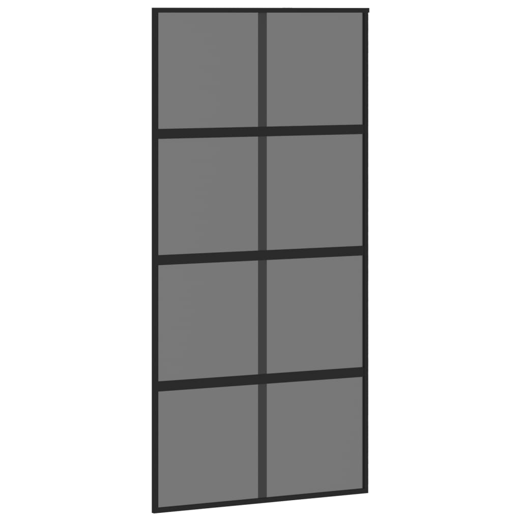 vidaXL Puerta corredera vidrio templado y aluminio negra 102,5x205 cm
