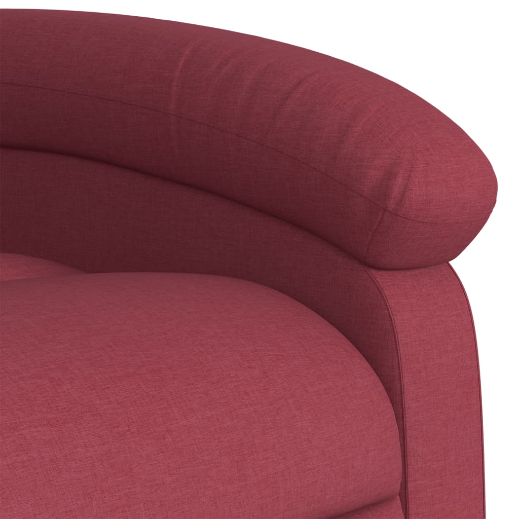 vidaXL Sillón de masaje reclinable de tela color vino tinto