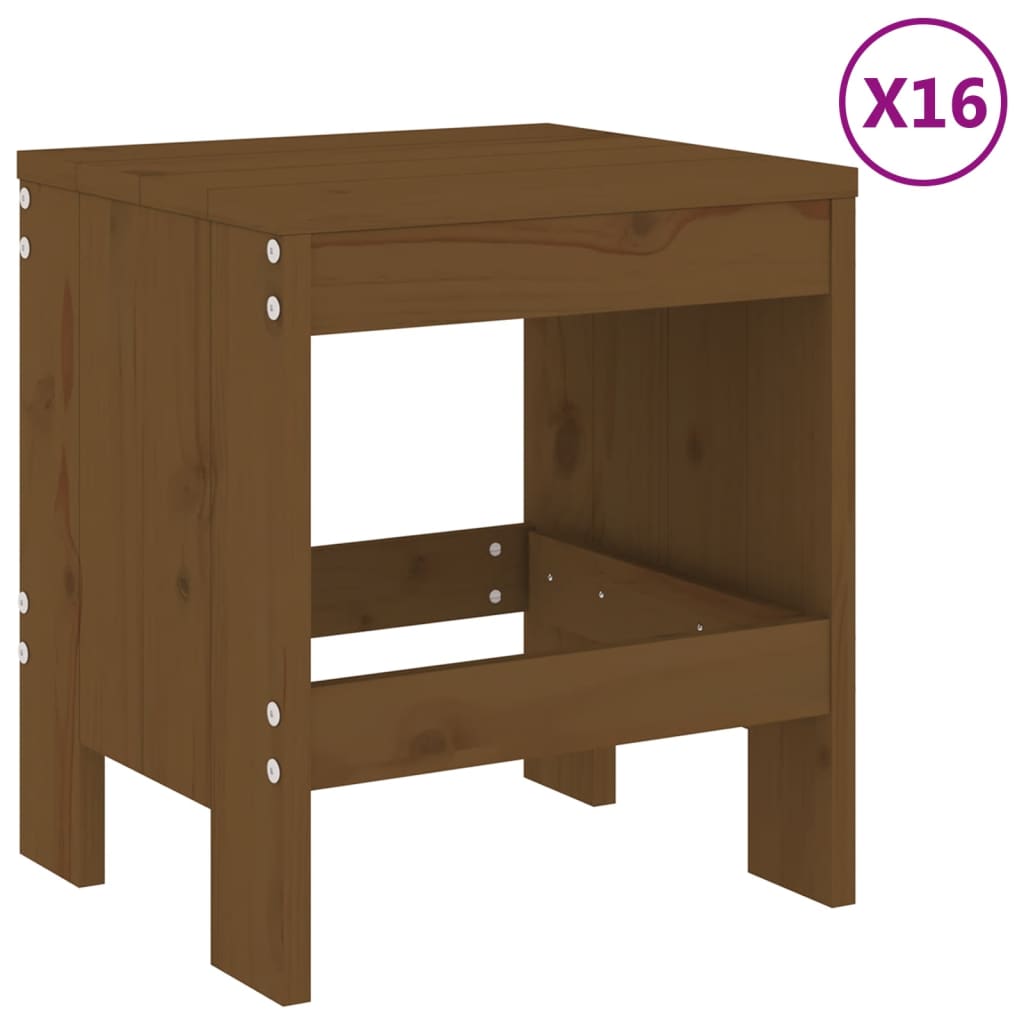 vidaXL Set de comedor de jardín 17 pzas madera maciza pino marrón miel