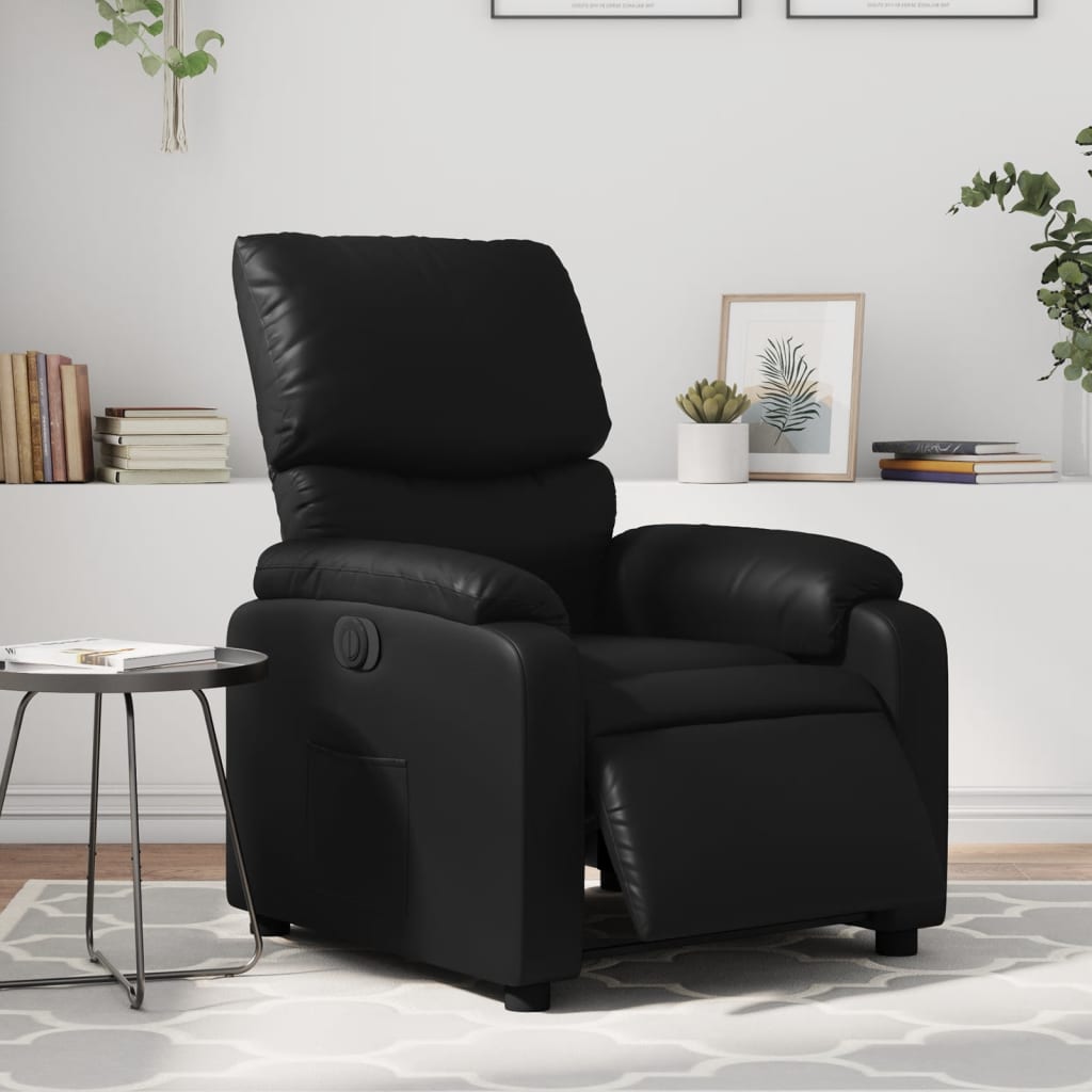 vidaXL Sillón reclinable eléctrico de cuero sintético negro