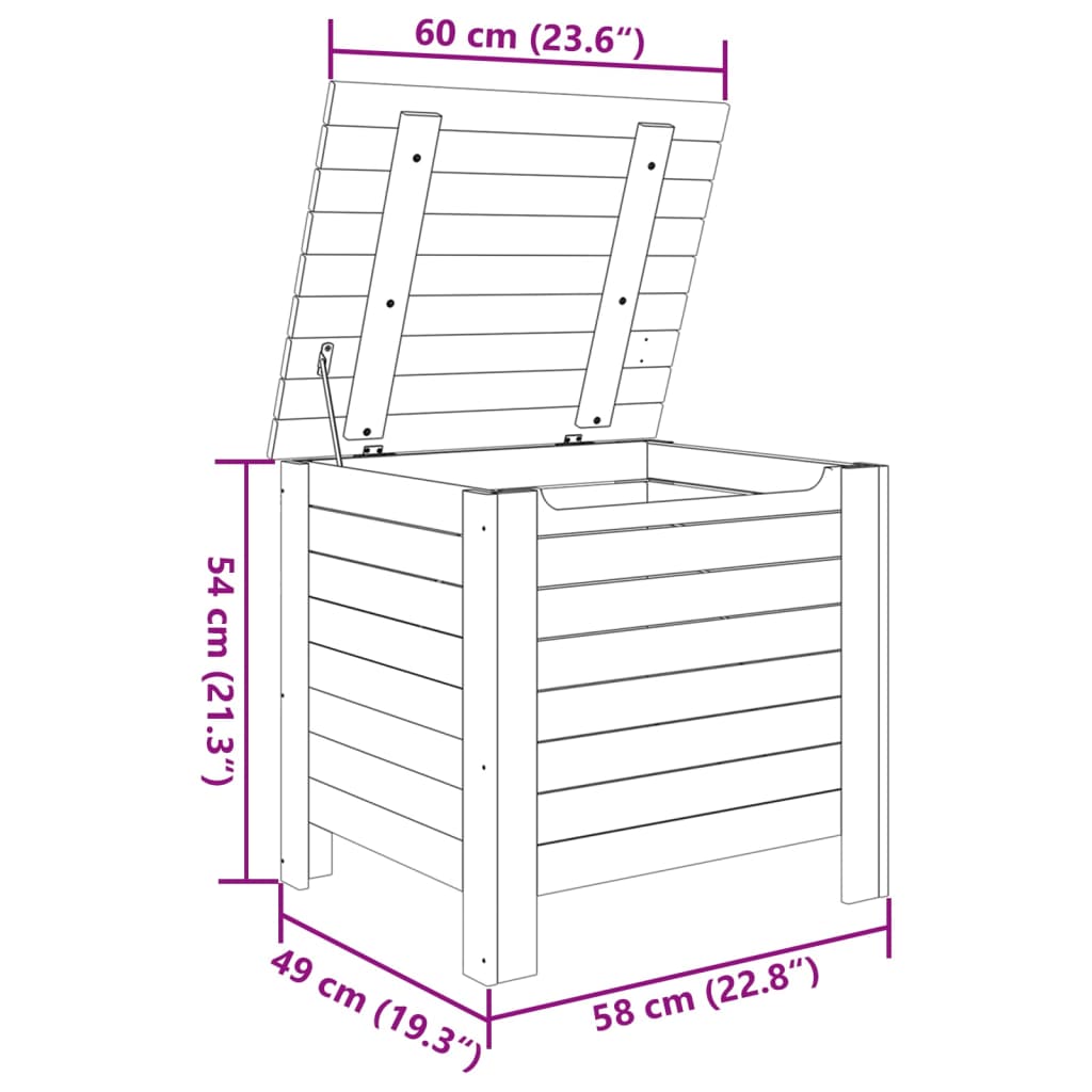 vidaXL Caja de almacenaje con tapa RANA madera maciza pino 60x49x54 cm