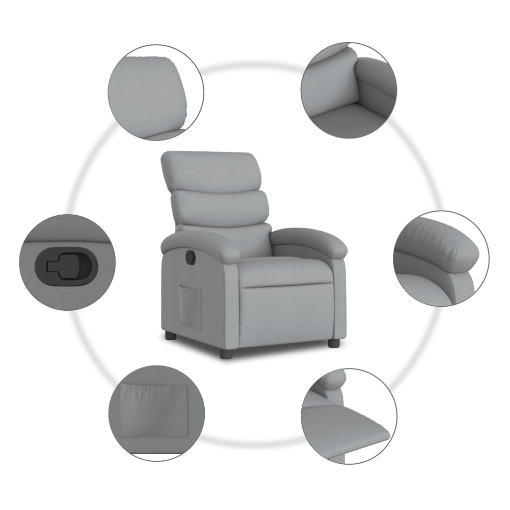 vidaXL Sillón reclinable de tela gris claro