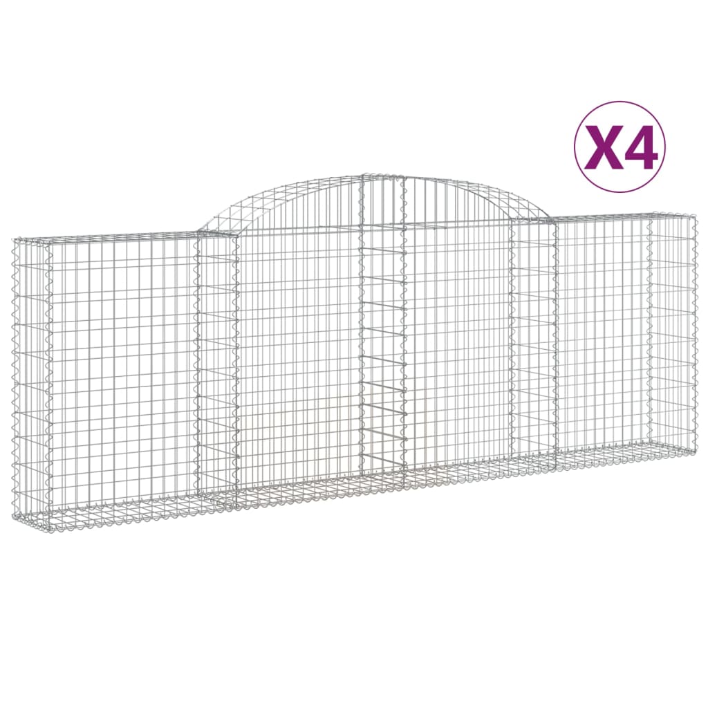 vidaXL Cestas de gaviones 4 uds forma de arco hierro 300x30x100/120 cm