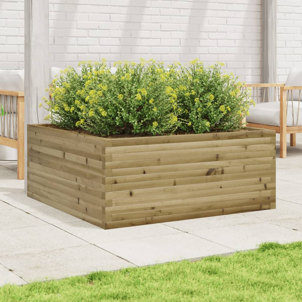 vidaXL Jardinera de madera de pino impregnada 110x110x46 cm