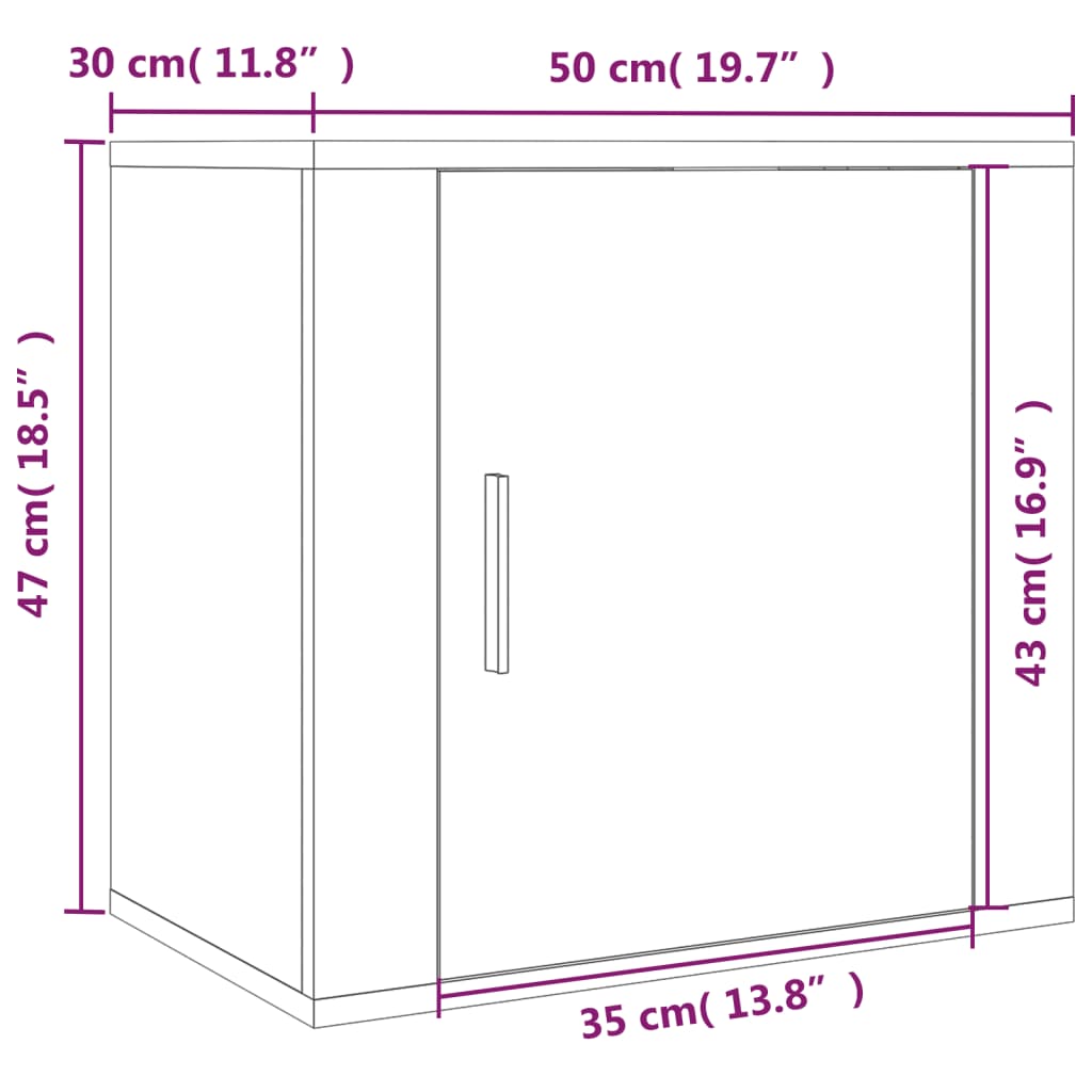 vidaXL Mesita de noche de pared blanco brillante 50x30x47 cm