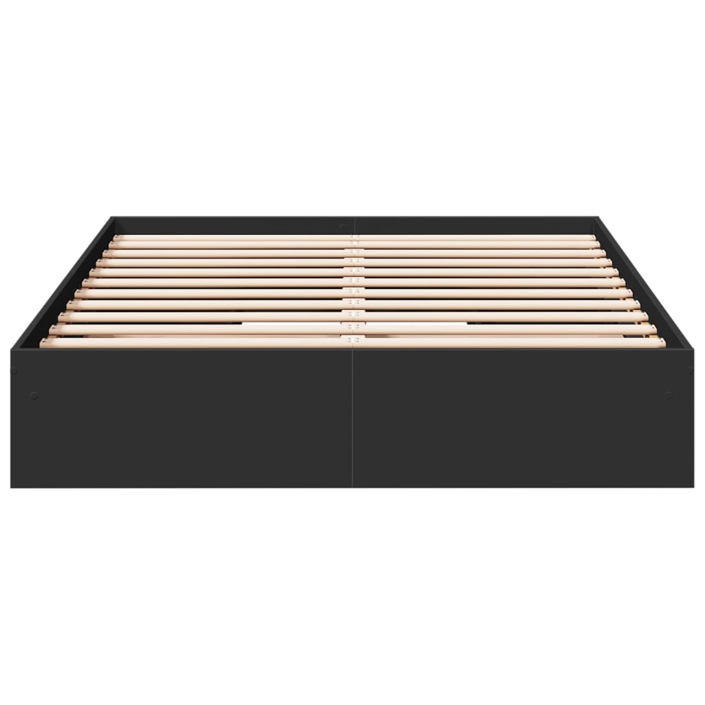 vidaXL Cama con cajones madera de ingeniería negro 135x190 cm