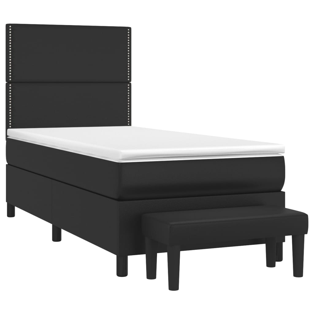 vidaXL Cama box spring con colchón cuero sintético negro 80x200 cm