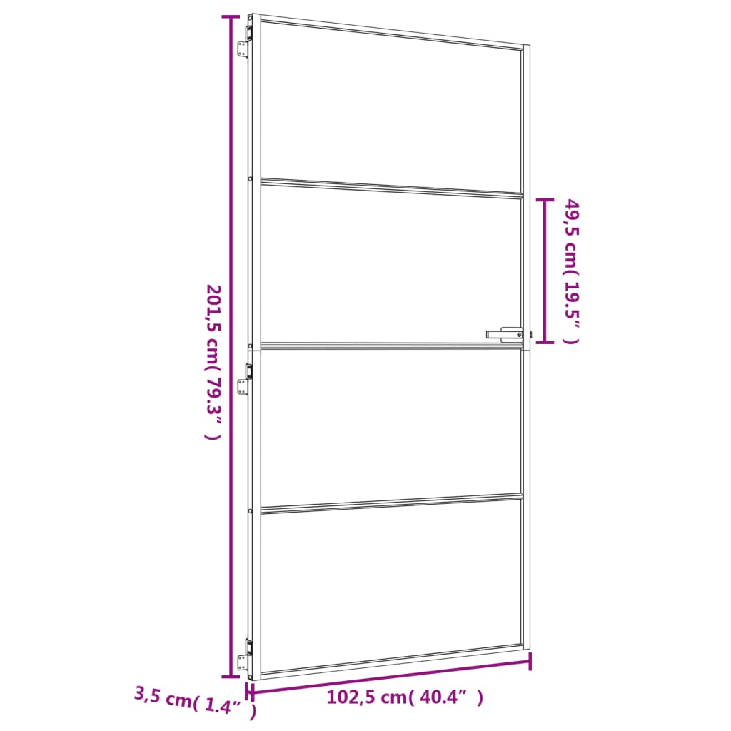 vidaXL Puerta interior dorada vidrio templado aluminio 102,5x201,5 cm