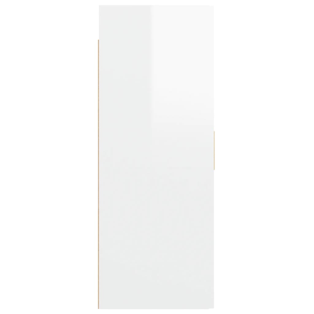 vidaXL Armario de pared colgante blanco brillante 69,5x34x90 cm