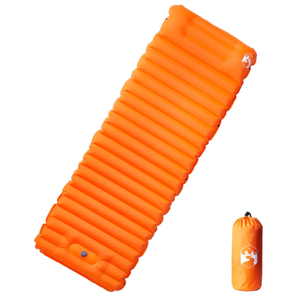 vidaXL Colchón de camping autoinflable con almohada 1 persona naranja