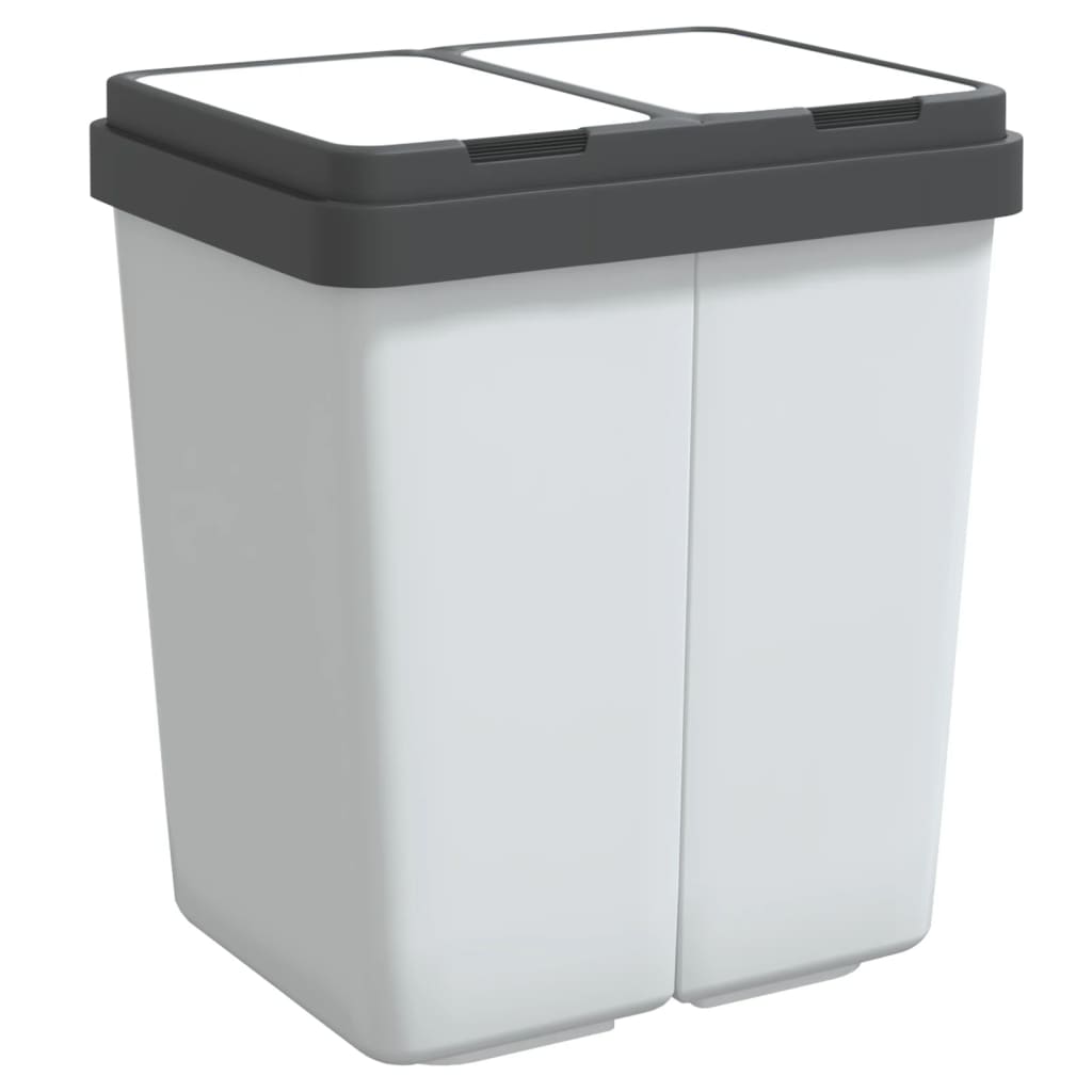 vidaXL Cubo de basura doble blanco 2x25 L