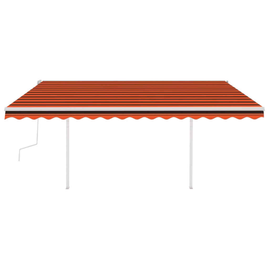 vidaXL Toldo retráctil manual con LED naranja y marrón 4x3,5 m