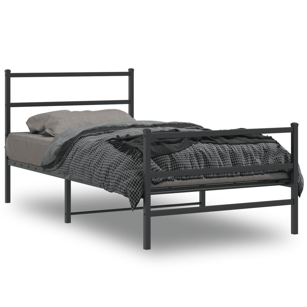 vidaXL Estructura cama sin colchón con estribo metal negro 100x190 cm