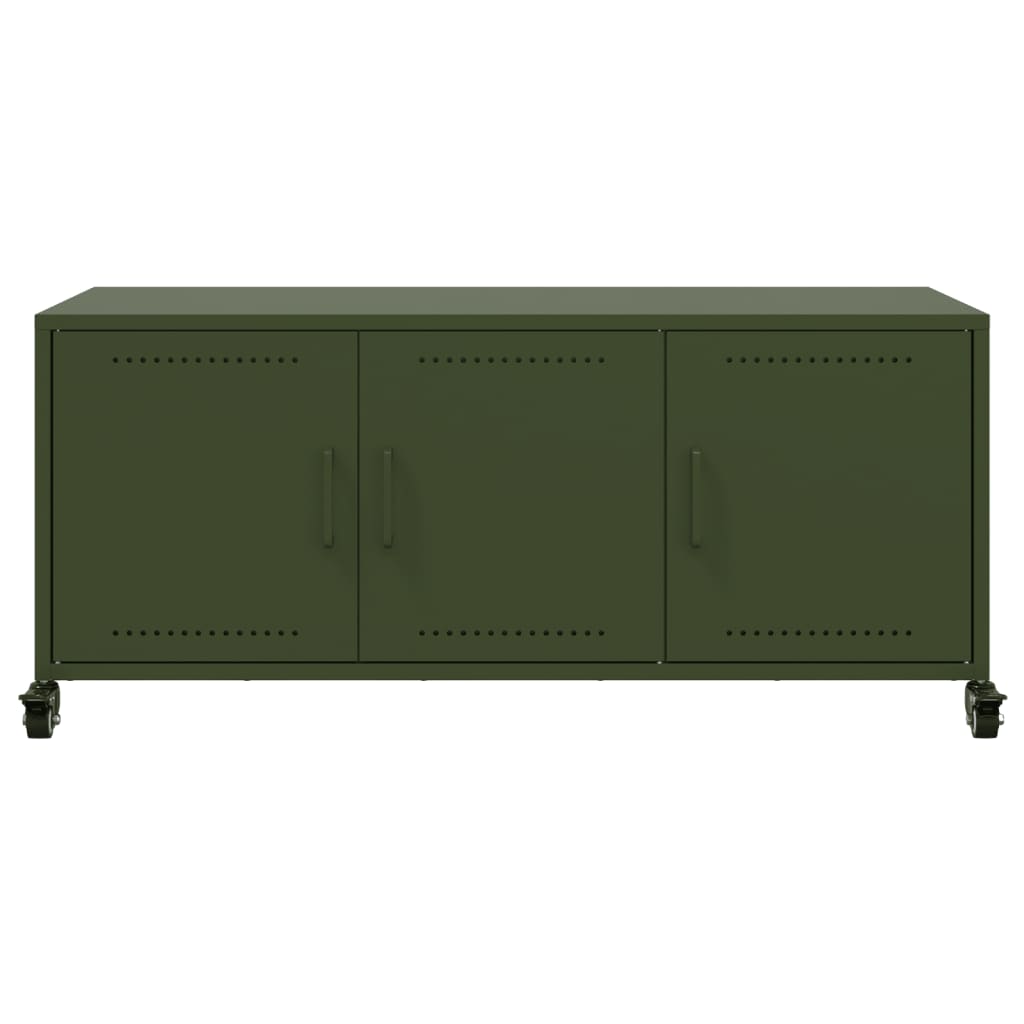 vidaXL Mueble de TV de acero verde oliva 100,5x39x43,5 cm