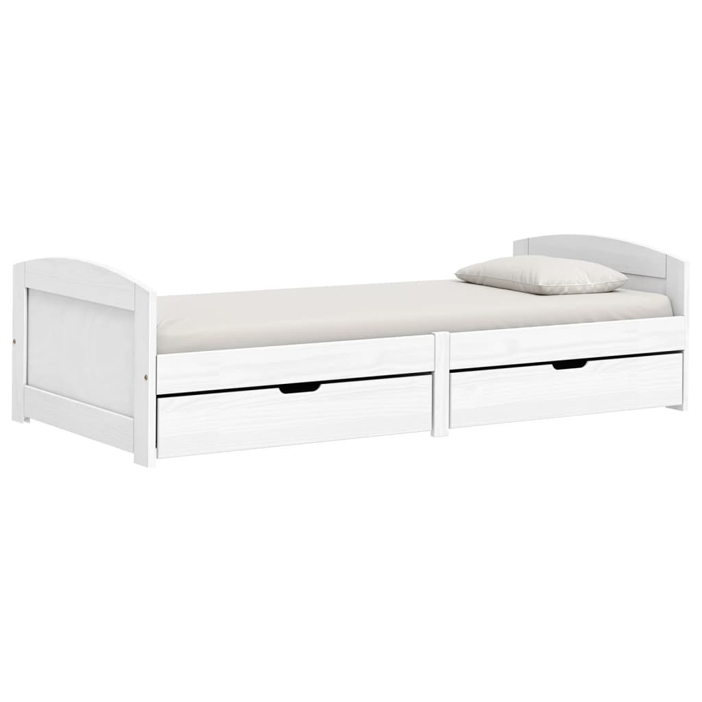 vidaXL Sofá cama con 2 cajones madera maciza pino blanca IRUN 90x200cm